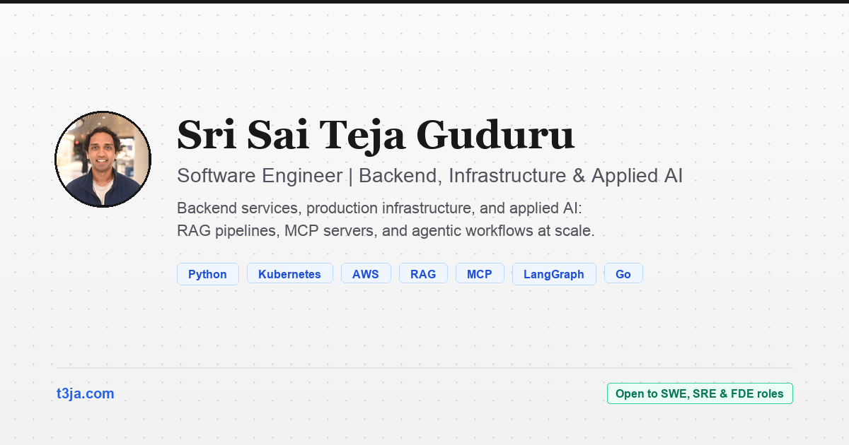 Sri Sai Teja Guduru | Software Engineer